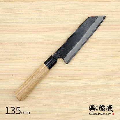 徳蔵 黒打 文化包丁 白鋼 黒染 桜柄