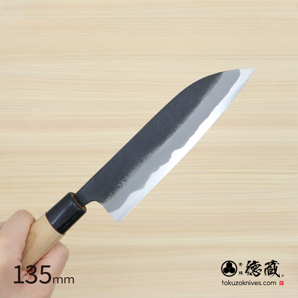德藏 白二钢 黑打工艺 三德刀 樱花木柄