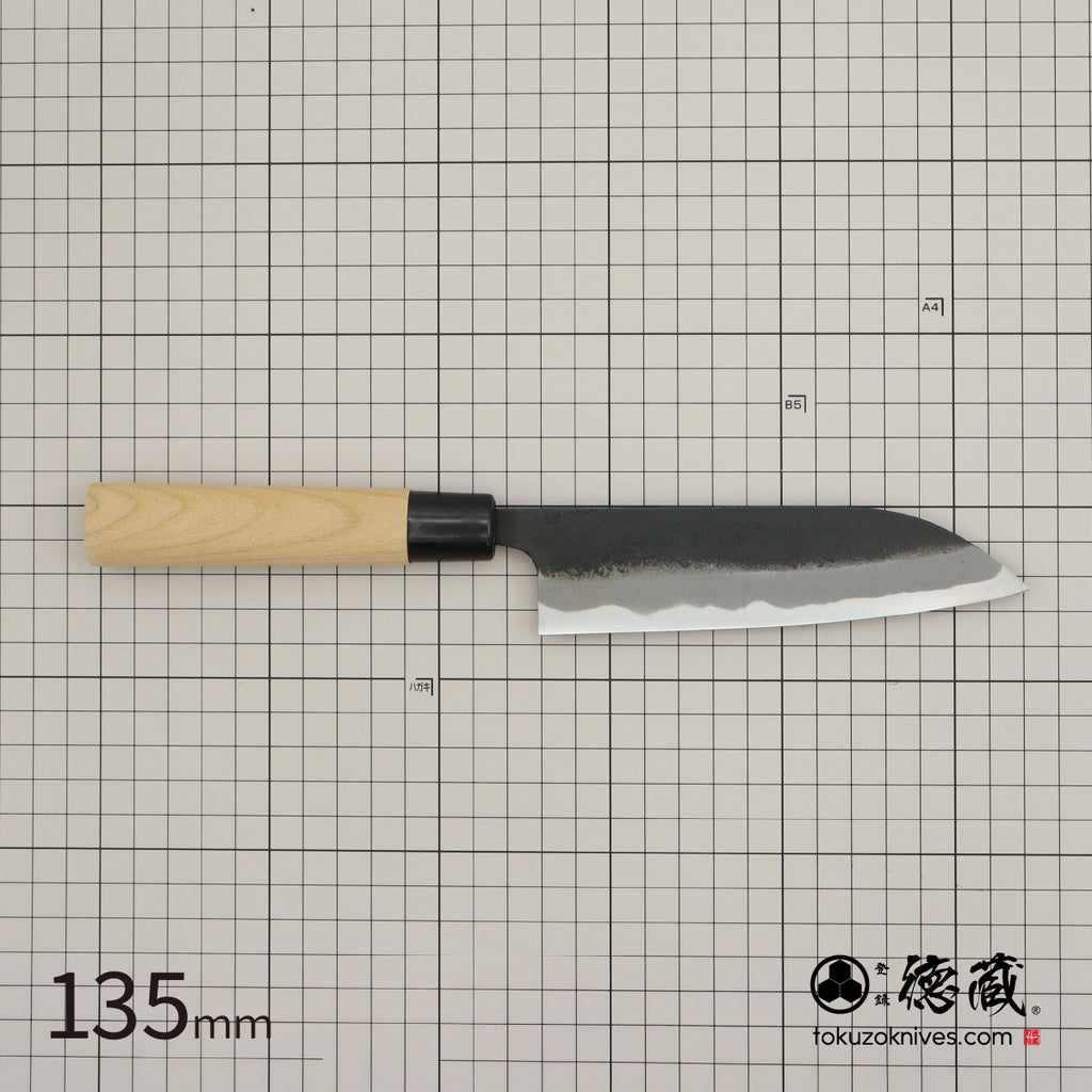 德藏 白二钢 黑打工艺 三德刀 樱花木柄