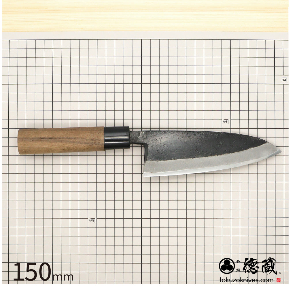 德藏 黑打出刃 青二钢 核桃木柄