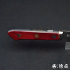 蓝色 S 抛光三德刀红黑手柄