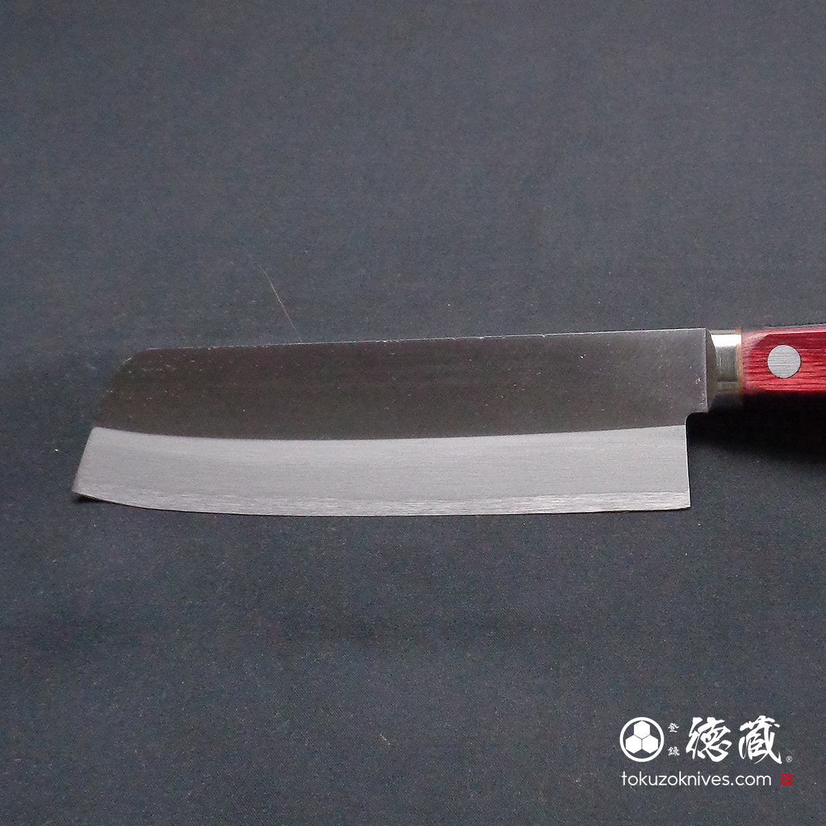 蓝色S Nakiri刀红黑手柄