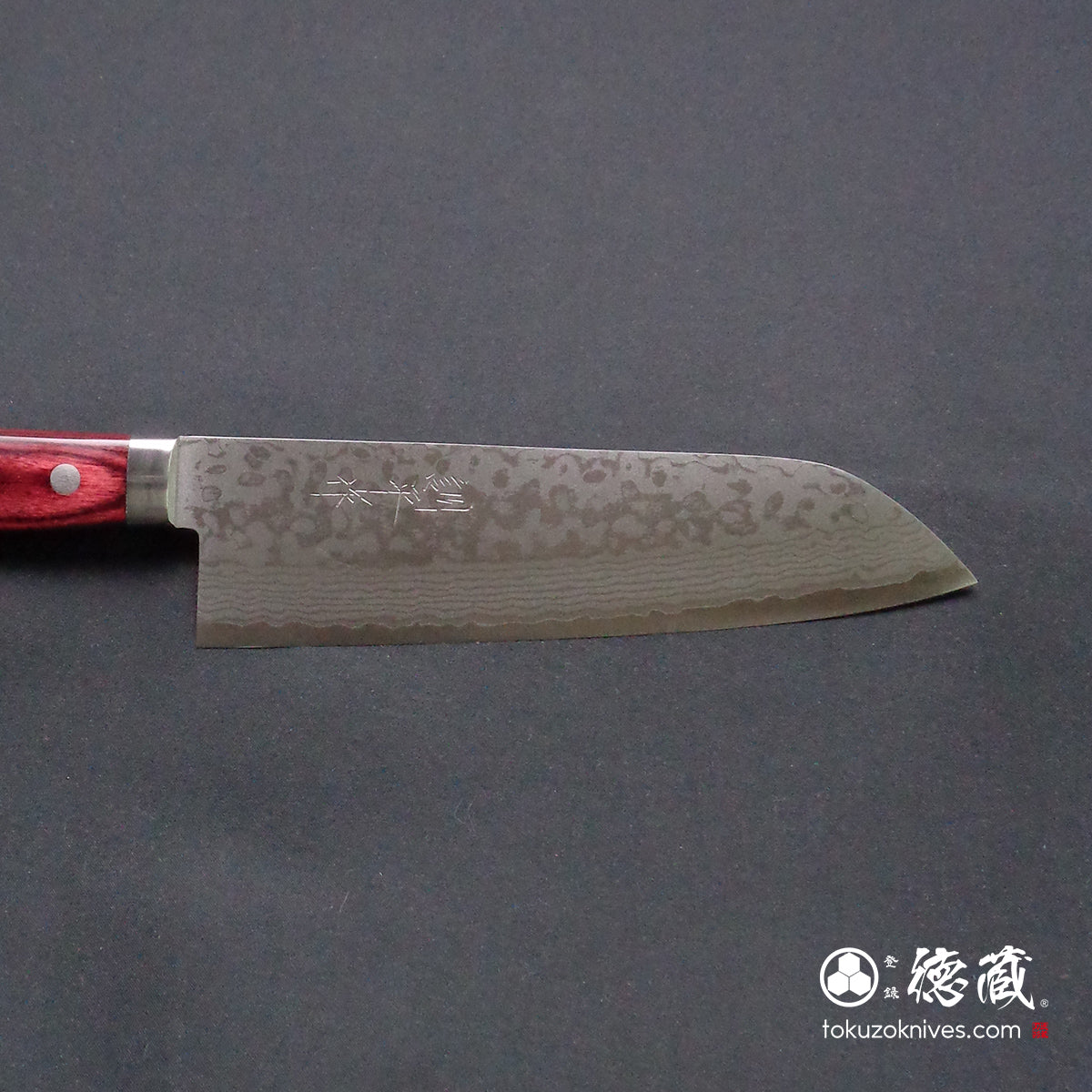 VG10 Santoku Knife, Laminated Wood, Red