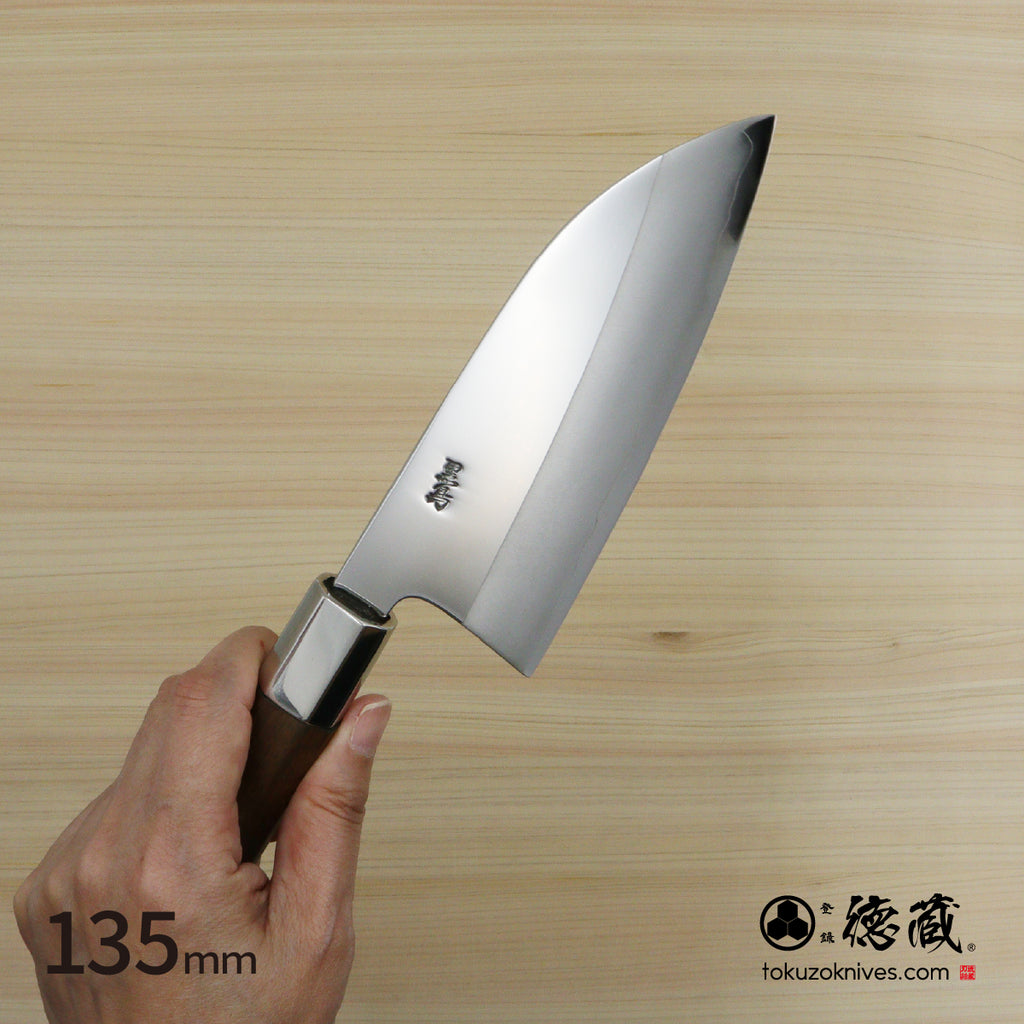 Gin San Mirror Finish Deba Knife (Fish Knife) Walnut Octagonal Tensoge Handle