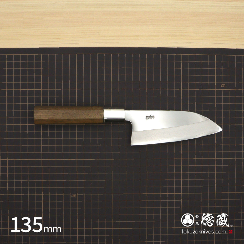 Gin San Mirror Finish Deba Knife (Fish Knife) Walnut Octagonal Tensoge Handle