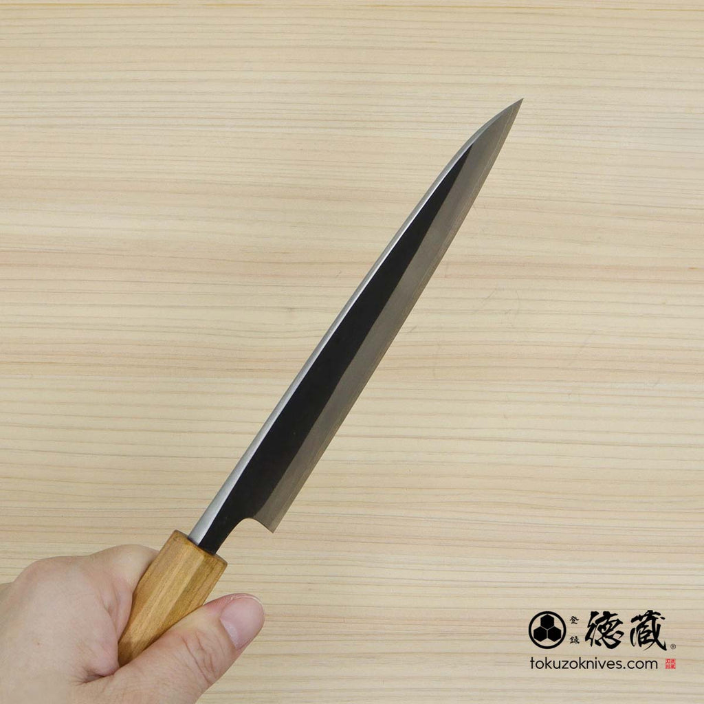 白二 淬火留黑加工 万能小刀 樱花木八角手柄