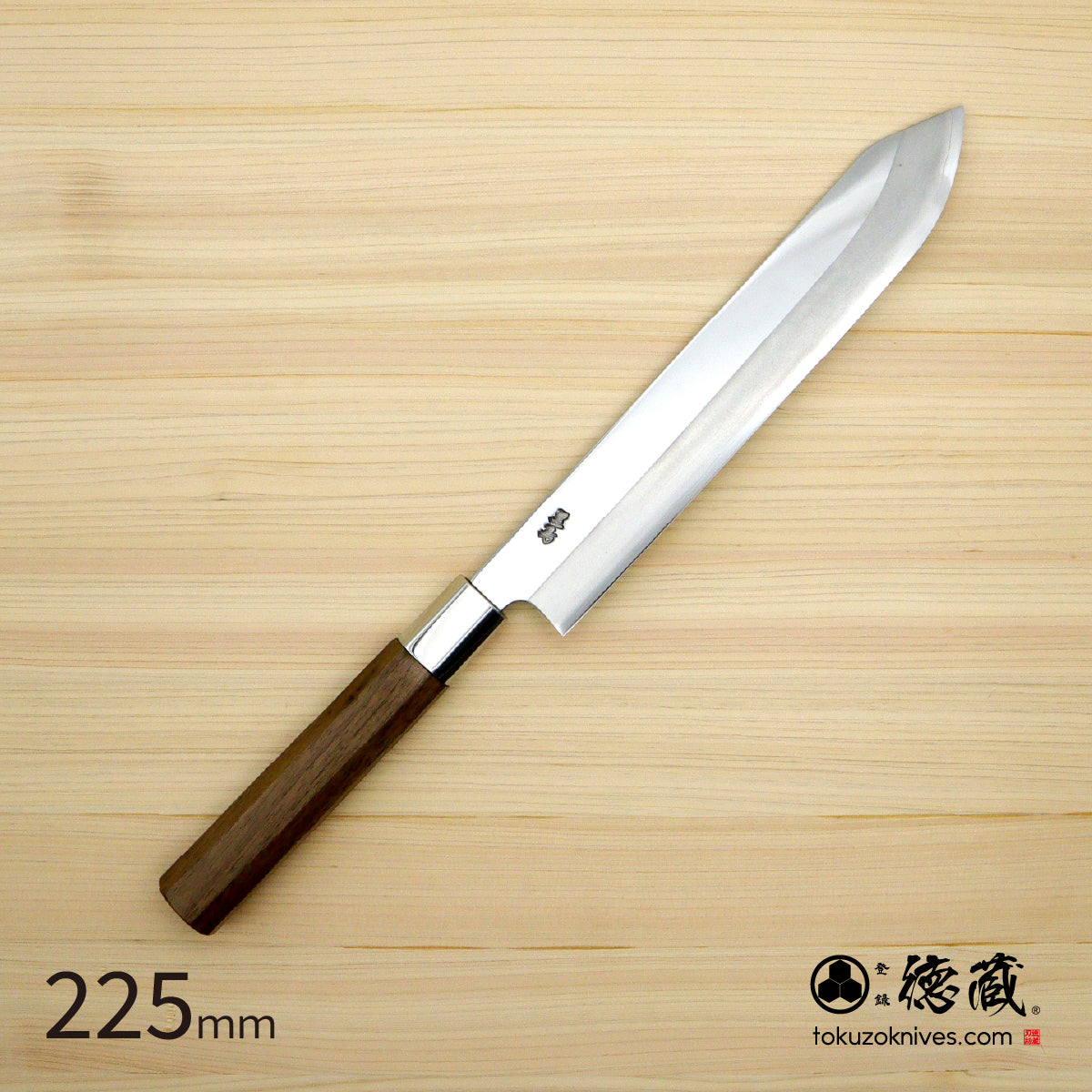 银三 镜面 鲣鱼刀 胡桃八角柄