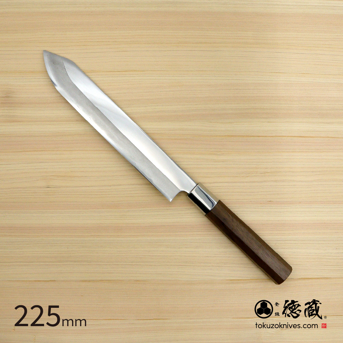Gin San Mirror Finish Katsuo Knife Walnut Octagonal Tensoge Handle