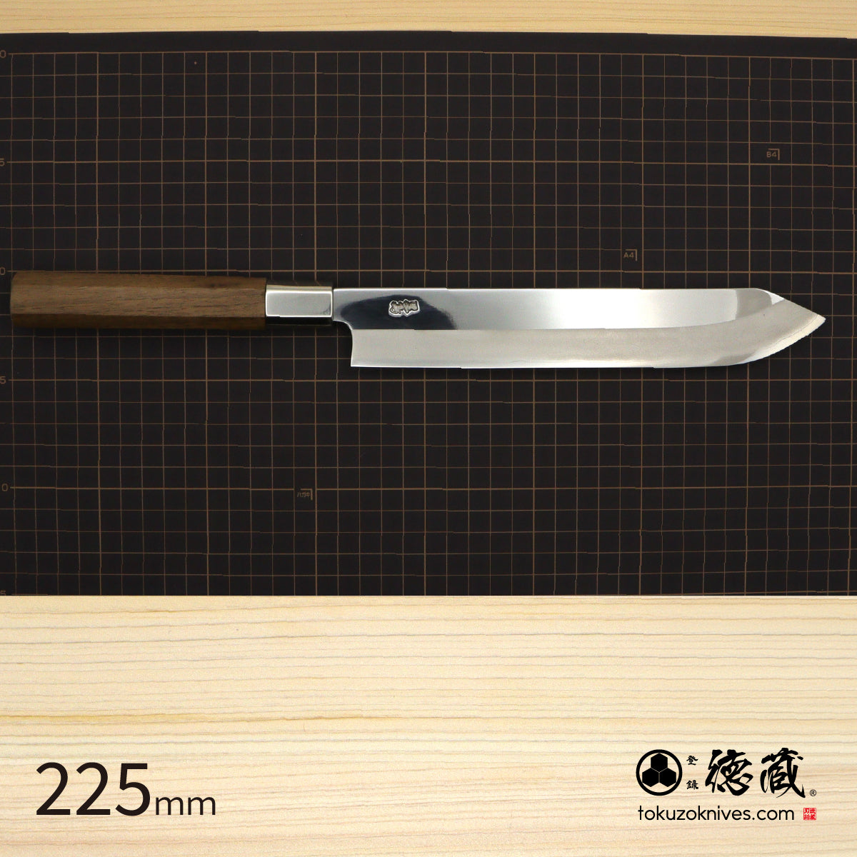 Gin San Mirror Finish Katsuo Knife Walnut Octagonal Tensoge Handle