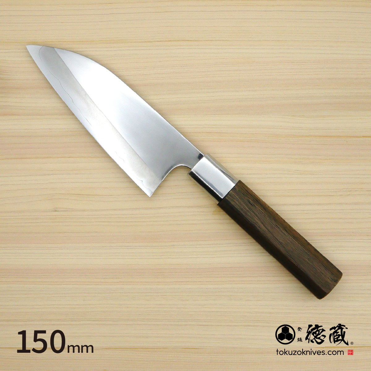 Gin San Mirror Finish Deba Knife (Fish Knife) Walnut Octagonal Tensoge Handle