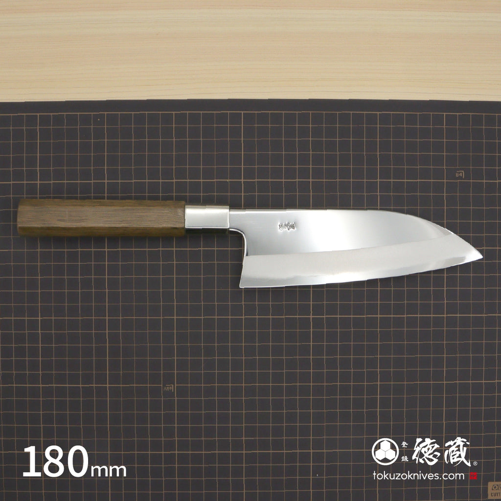 Gin San Mirror Finish Deba Knife (Fish Knife) Walnut Octagonal Tensoge Handle