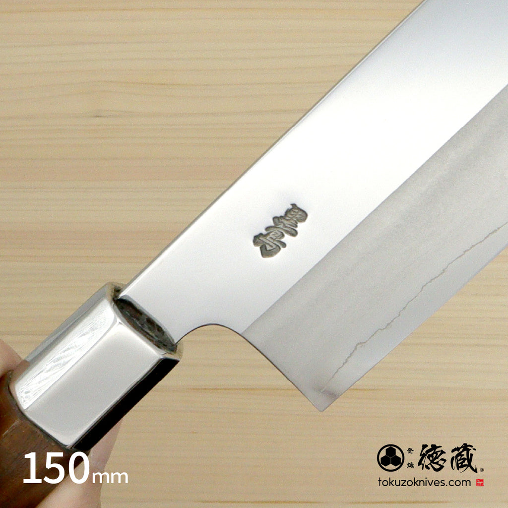 Stainless Silver Steel No. 3　Mirror Finish　Nakiri Knife　Walnut Tree Octagonal Handle