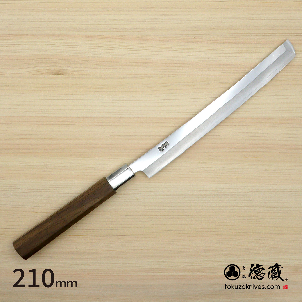 Gin San Mirror Finish Takohiki-Knife (Knife for cutting octopus) Walnut Octagonal Tensoge Handle