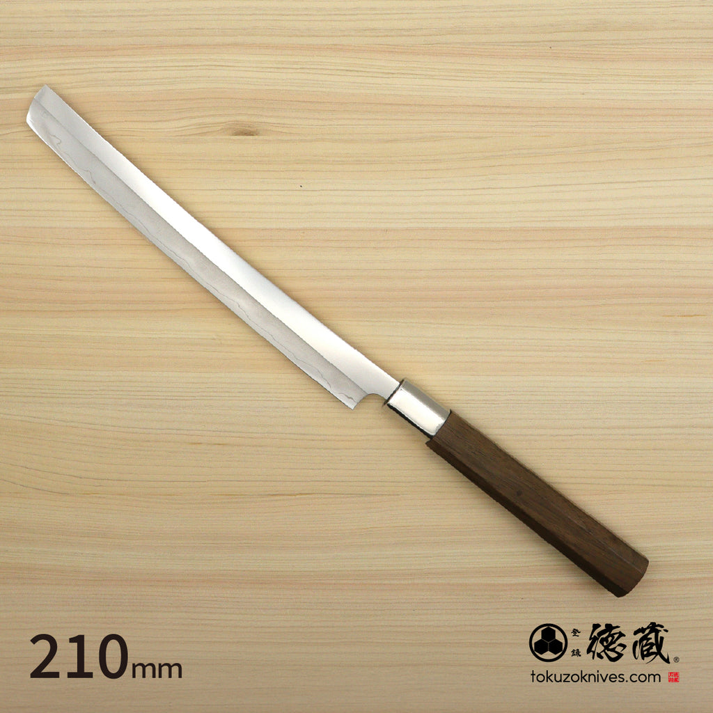 Gin San Mirror Finish Takohiki-Knife (Knife for cutting octopus) Walnut Octagonal Tensoge Handle