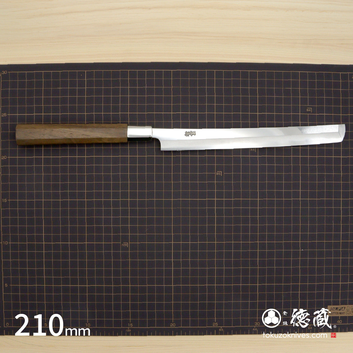 Gin San Mirror Finish Takohiki-Knife (Knife for cutting octopus) Walnut Octagonal Tensoge Handle