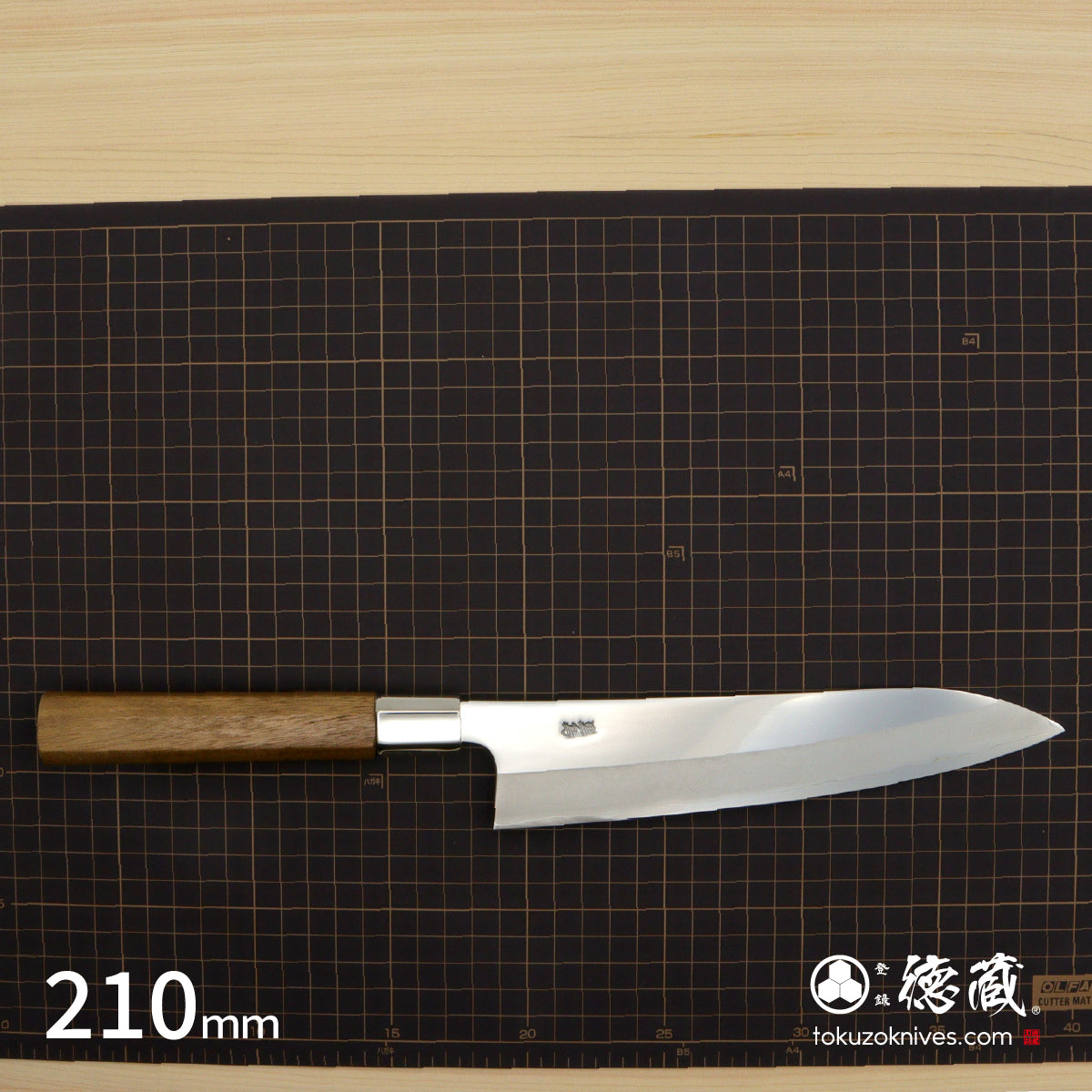 银三 镜面 牛刀 核桃木八角柄