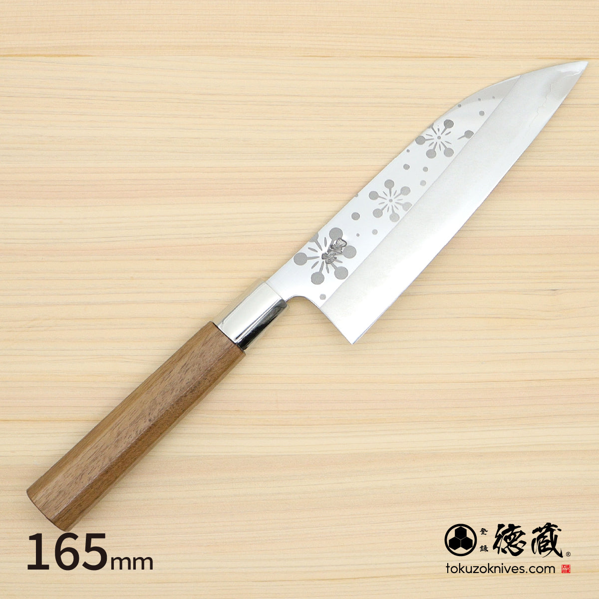 Gin San Funayuki Knife Japanese pattern Walnut Octagonal Handle
