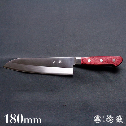 AUS8 三徳包丁 赤ハンドル