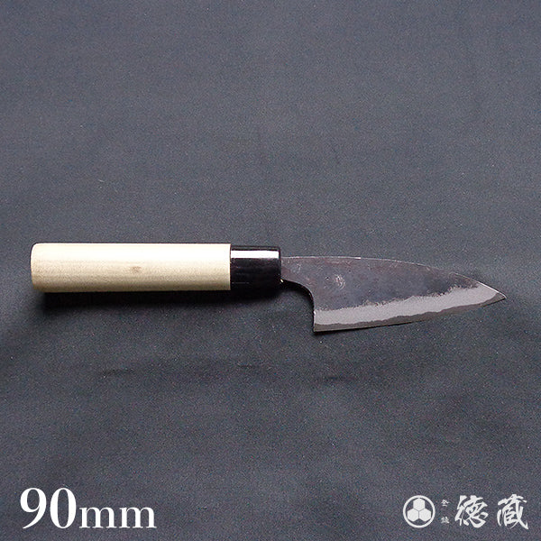 青二钢 淬火留黑加工 小包丁 朴木手柄