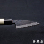 青二钢 淬火留黑加工 小包丁 朴木手柄