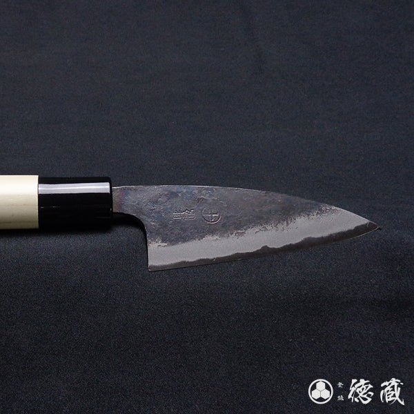 青二钢 淬火留黑加工 小包丁 朴木手柄