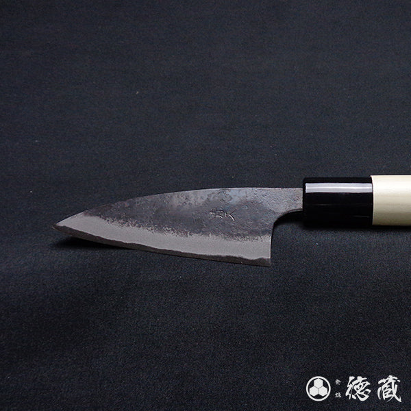 青二钢 淬火留黑加工 小包丁 朴木手柄