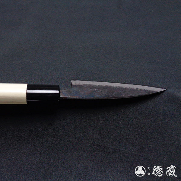 青二钢 淬火留黑加工 小包丁 朴木手柄