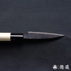 青二钢 淬火留黑加工 小包丁 朴木手柄