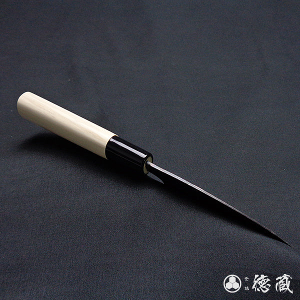 青二钢 淬火留黑加工 小包丁 朴木手柄