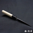 青二钢 淬火留黑加工 小包丁 朴木手柄