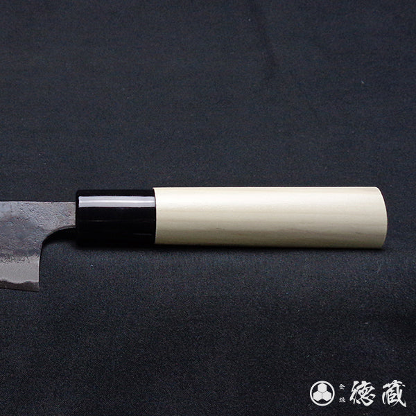 青二钢 淬火留黑加工 小包丁 朴木手柄