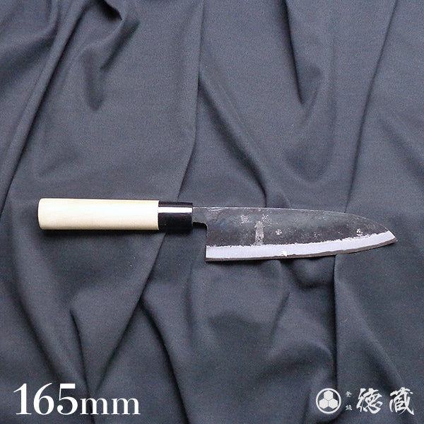 青二 黑色锻面加工 三德刀　朴木手柄