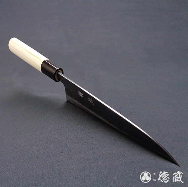 青二 黑色锻面加工 三德刀　朴木手柄