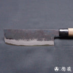 青二 黑面锻造加工 菜刀 胡桃木手柄