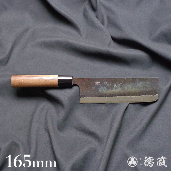 青二 黑面锻造加工 菜刀 胡桃木手柄