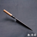 青二 黑面锻造加工 三德刀 胡桃木手柄
