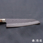 青S 黑色锤纹加工 三德刀 焦茶色手柄