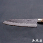 青S 黑色锤纹加工 三德刀 焦茶色手柄
