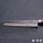 青S 黑色缎面槌面加工 切付厨刀 红色手柄