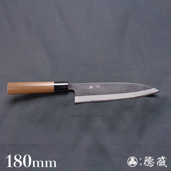 青二 黑面锻造加工 牛刀 胡桃木手柄