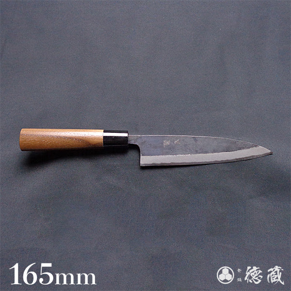 青二 黑面锻造加工 切鱼刀  胡桃木手柄
