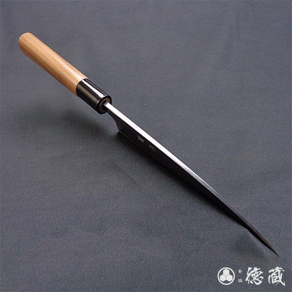 青二 黑面锻造加工 切鱼刀  胡桃木手柄