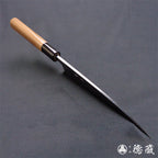 青二 黑面锻造加工 切鱼刀  胡桃木手柄