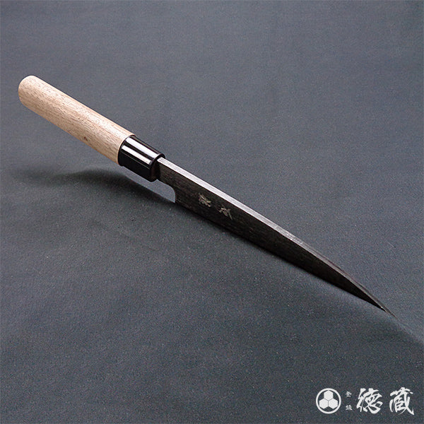 青二 黑面锻造加工 单刃 舟行刀 胡桃木手柄