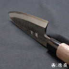 青二 黑面锻造加工 单刃 舟行刀 胡桃木手柄