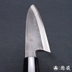 青二 黑面锻造加工 单刃 舟行刀 胡桃木手柄