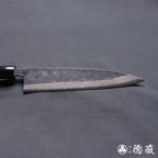 青二 黑面锻造加工 切鱼刀 胡桃木手柄