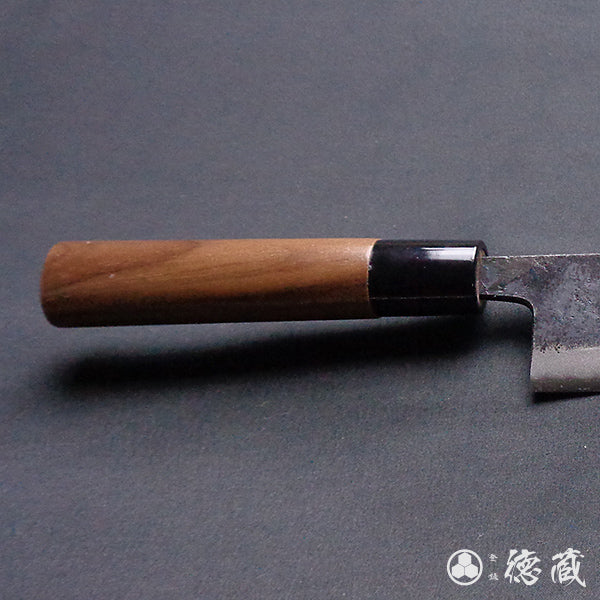 青二 黑面锻造加工 切鱼刀 胡桃木手柄