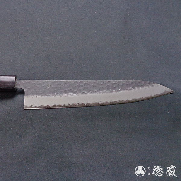blue super carbon steel   hammered black surface finish  Gyutou-knife (chef's knife)   walnut handle