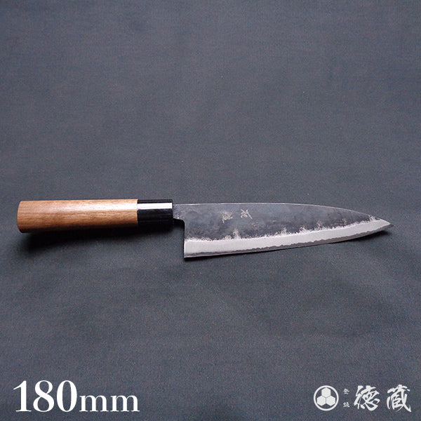 青二 黑面锻造加工 舟行刀　胡桃木手柄